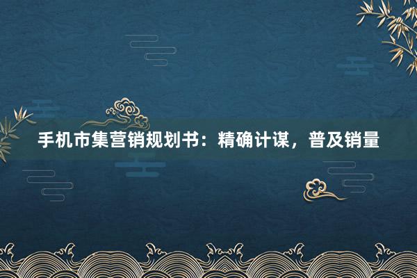 手机市集营销规划书：精确计谋，普及销量